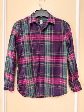 GAP Men's Purple and Pink Plaid Button-Down Shirt